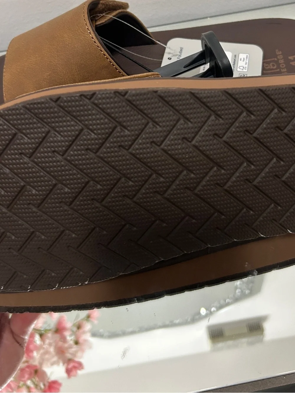 George Men’s Brown Comfort Footbed Slide Sandals Size 10 NWT Casual Summer